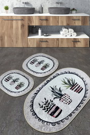 Mijölnir Guipure Djt Juego de 3 Alfombrillas de Baño Multicolor